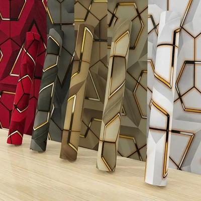 3D geometrik kendinden yapışkanlı duvar kağıdı dekorasyonu su geçirmez ve leke tutmaz Ins tarzı yatak odası 3D geometrik e-spor odası duvar kağıdı