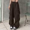 Women's Wide-Leg Athletic Pants with Multiple Pockets, Drawstring and Tapered Ankles