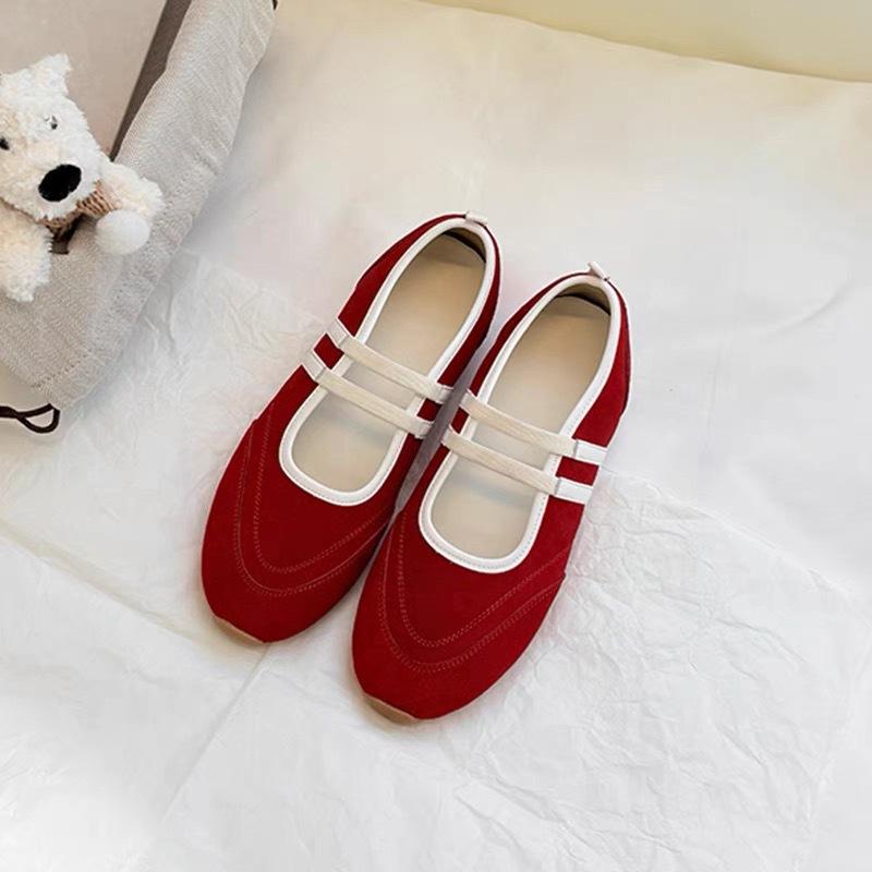 

Simple soft sole soft surface breathable red leather ballet shoes women s flat French Mary Jane shoes 40 красный