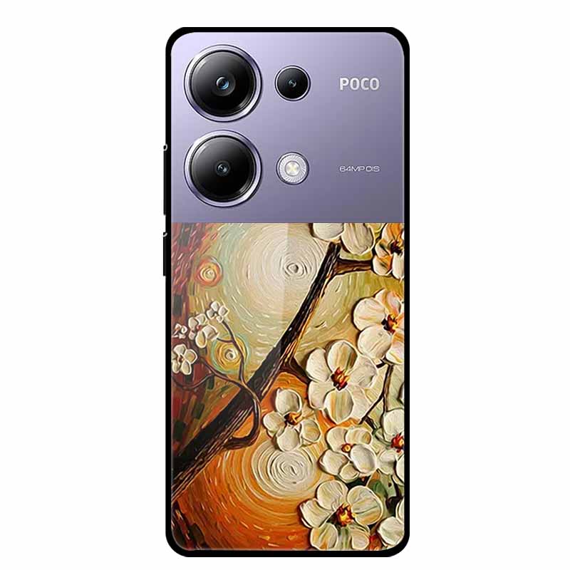 Painting Cover For Poco M6 Pro GlassTempered Glass Case Hard Back Shield for Xiaomi Poco M 6 Pro 6.67" Colourful Phone Fundas