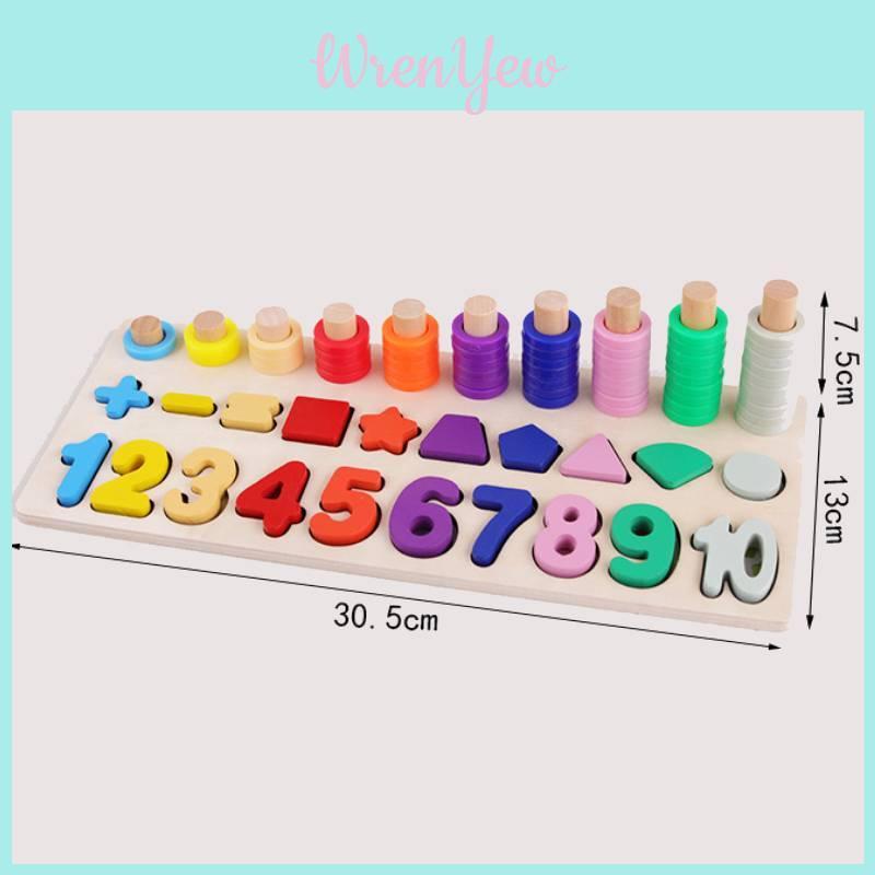 Wooden Number Shape Threeinone Counting Board Educational Toy For Early Learning Kids