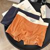 Men Boxer Underwear Mid-rise High Elasticity Shorts Panties Letter Print U-Convex Breathable Underwear Daily Wear