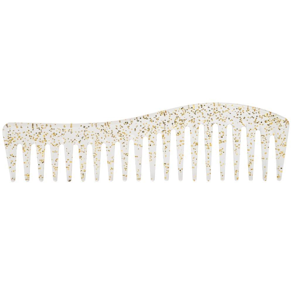 No Handle Wide Tooth Comb Large Size Gold Color Detangling Comb Wide Tooth Design Professional Salon Comb Home Use жёлтый