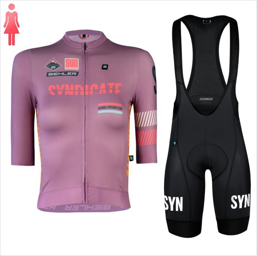 

2026 Purple Short Sleeve Jersey and Red Bib Shorts Slim Fit Race Team Cycling Apparel Summer Women s MTB Gear XXL
