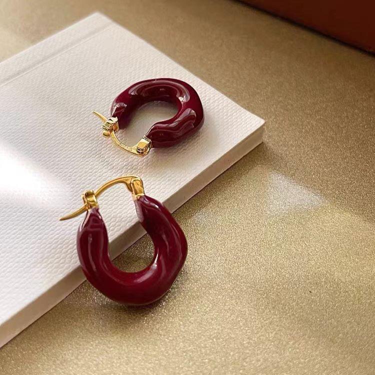 

Vintage U-Shaped Irregular Drop Oil Earrings for Women Ladies Simple Individualistic Fashion Earrings Buckle Daily Jewelry Gifts