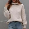 IHUASU Autumn and Winter Solid Colour Pullover Loose Women's High Neck Sweater