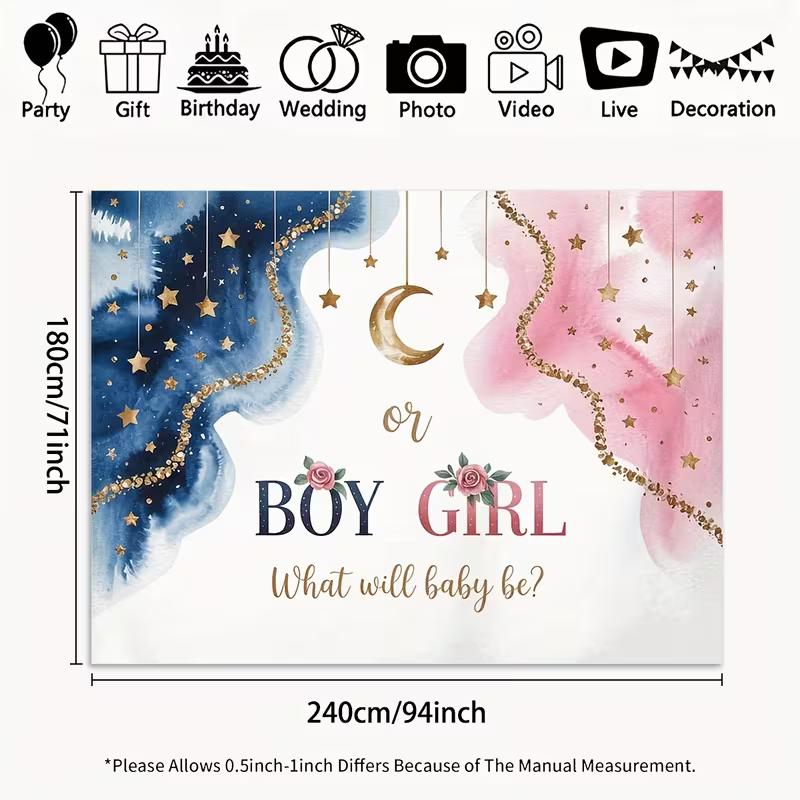 2D Boy or Girl Gender Reveal Backdrop Baby Shower Photography Background