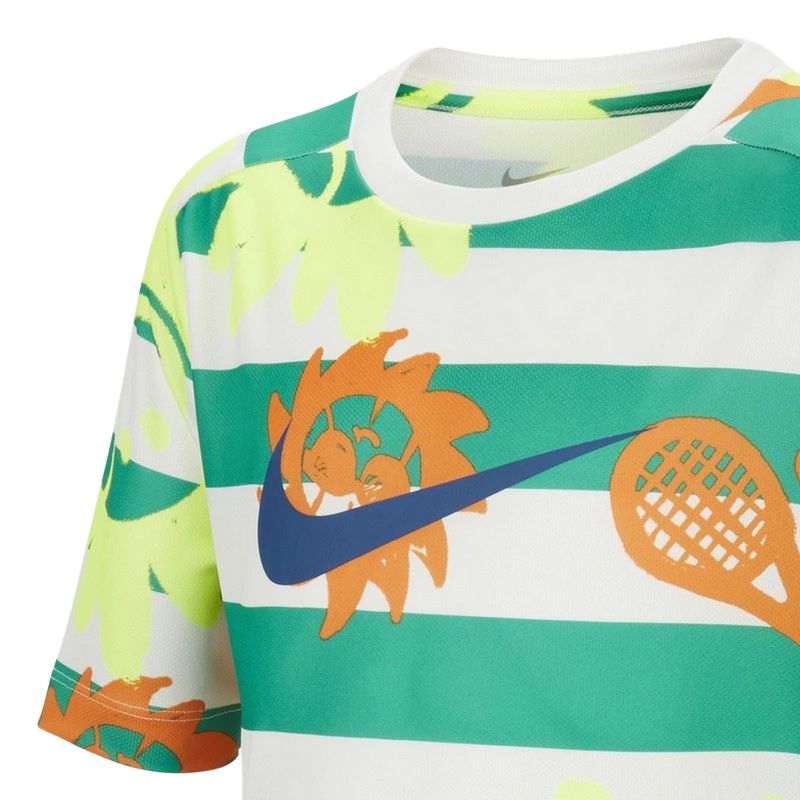 Nike Cartoon Striped Quick-Dry Breathable Short Sleeve T-Shirt Kids Tops Stadium-Green Sail HM4639324