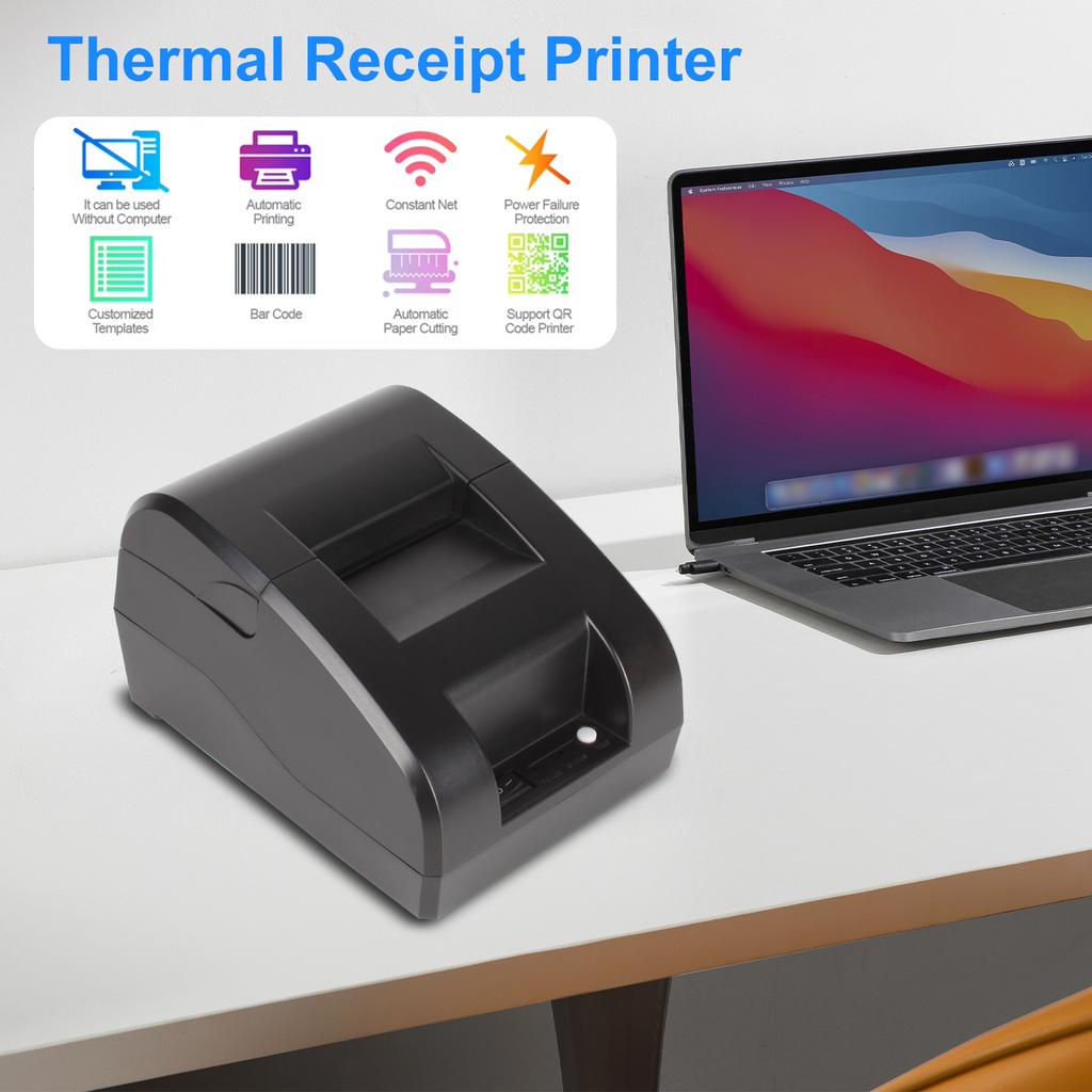 58mm Portable Thermal Receipt Printer Bluetooth USB Compatible with Win Android IOS Easy Paper Loading ESC POS for