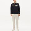 Fila Letter Print Crew Neck Long Sleeve Pullover Sweatshirt Men Sweatshirt Black F11M138254F-BK