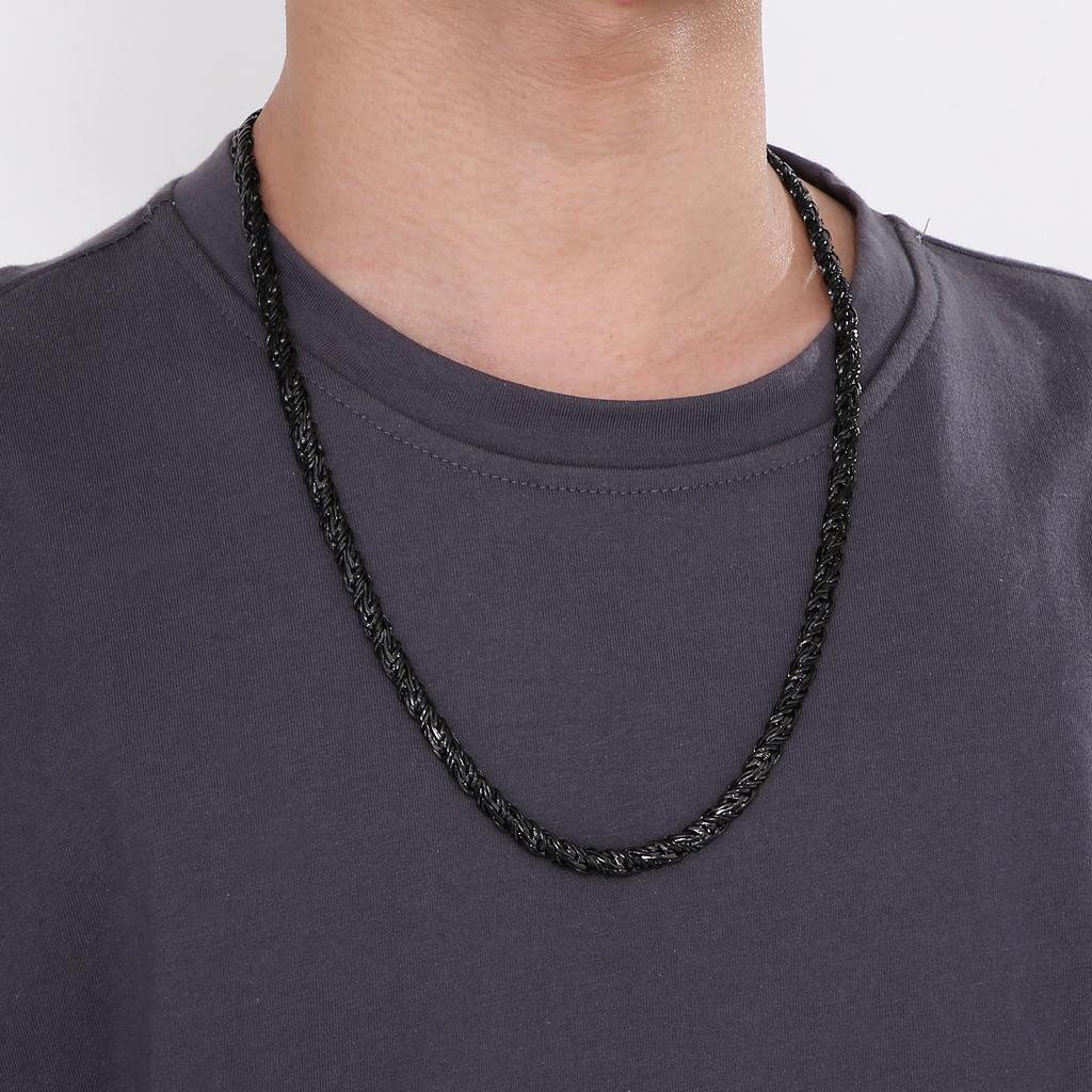 6mm Hip Hop Singular Chain Necklace Men's Stainless Steel Twisted Chain Simple Thick Necklace Gold/Black Color Pop Party Jewelry