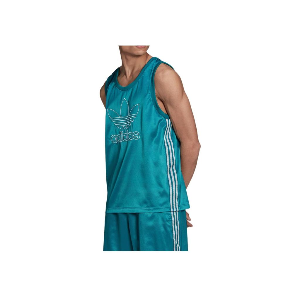 Adidas Originals Trefoil Embroidered Crew Neck Sleeveless Vest Men Tops Blue H11436