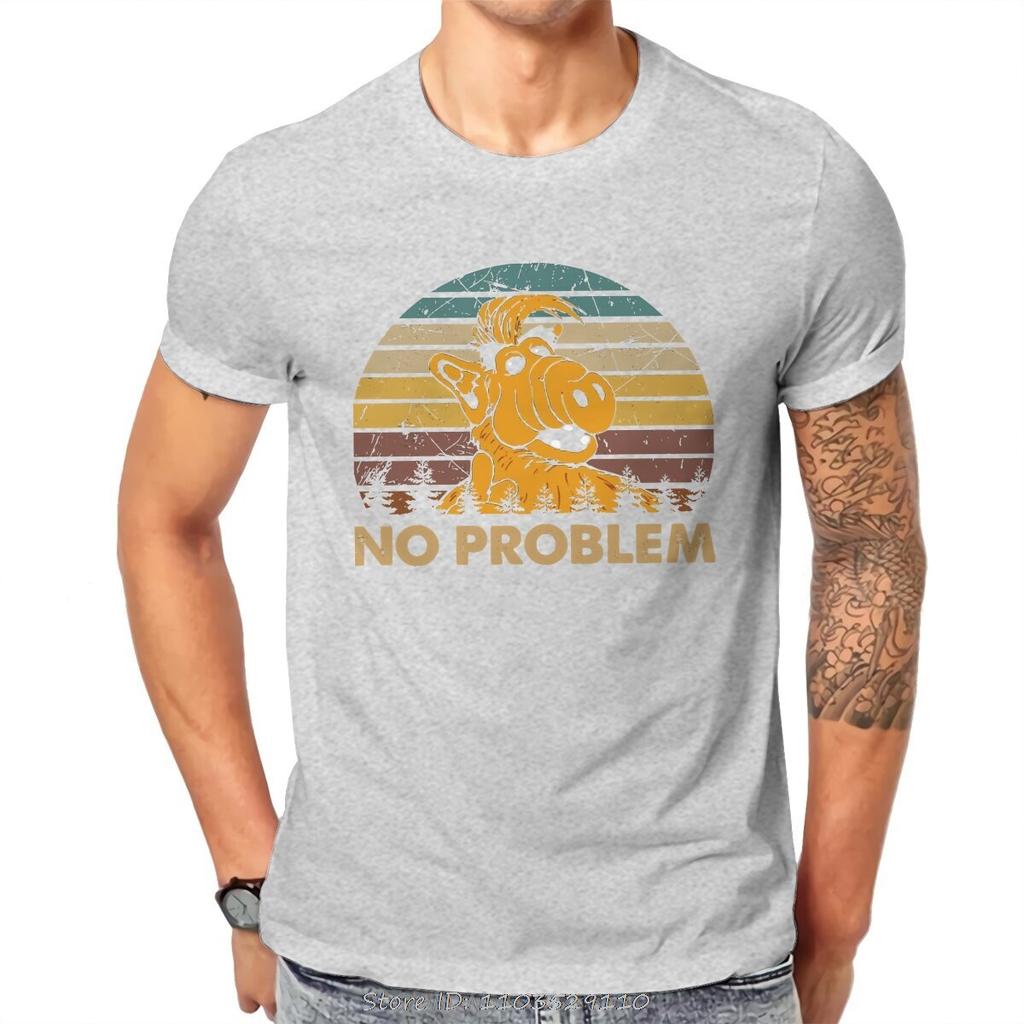 No Problem Hipster TShirt ALF The Animated Series Men Harajuku Fabric Streetwear T Shirt Fashion Oneck Oversized Tshirt Tops