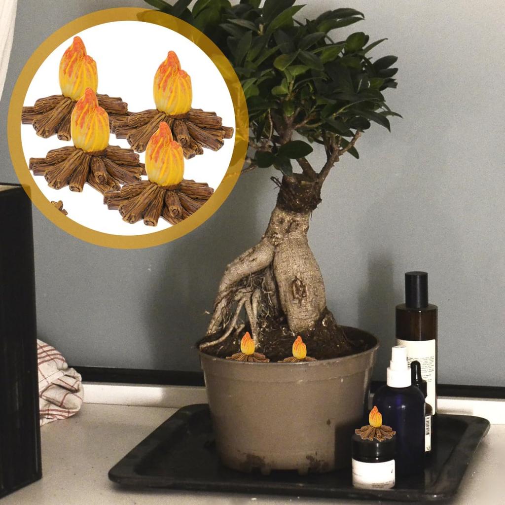 4pcs Miniature Campfire Model Resin Fake Fire Decorations for Garden Bonsai and Party Settings Charming Bonfire Props for DIY Micro Scenes and Unique