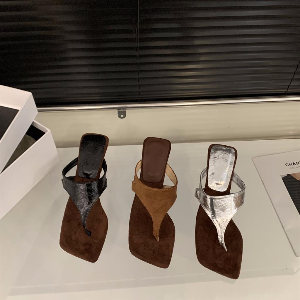 Niche Wedge Heel Flip-flop Shoes Women's Shoes Outer Wear Temperament Silver High Heels Sandals