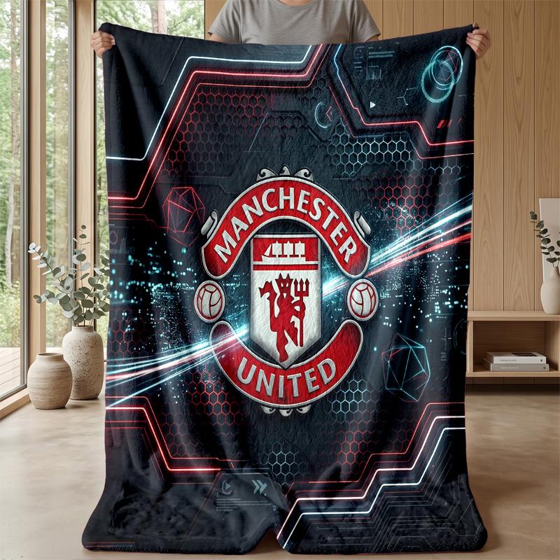 Manchester United Theme Blanket Soft Flannel Blanket Plush Throw Blanket Cozy Sofa Bed Blanket for Home Decor