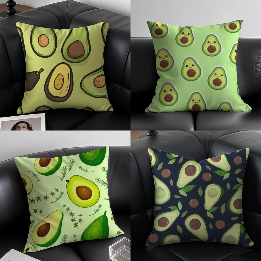 Avocado print Cushion Cover Pillow Case Antidustmite Invisible zipper silky plush cushion