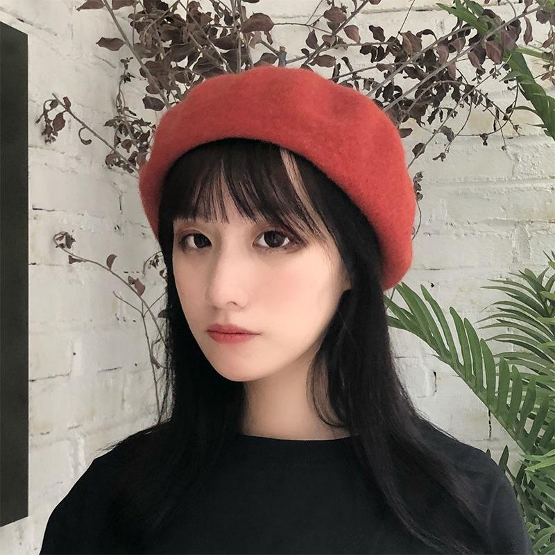 Autumn and Winter Cute Versatile Wool Leopard Print Beret Female Tide British Bud Painter Hat Winter