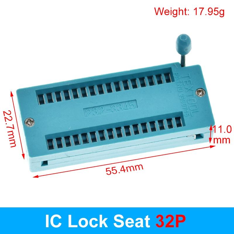 1/2/5pcs/lot 14 16 18 20 24 28 32 40 P Pin 2.54 MM Green DIP Universal ZIF IC Socket Test Solder Type IC lock seat zif socket
