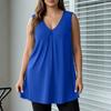 Damen Plus Size Ärmelloses V-Ausschnitt Tanktop Lockere Passform Einfarbige Lässige Sommerbluse Leichter Weicher Stoff Bequem zu Tragen