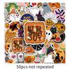 50 Scary Halloween Stickers: Cartoon Pumpkins for Notebooks, Journals, and Luggage