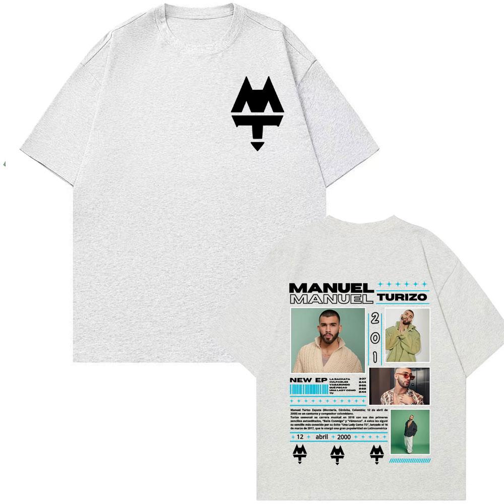 Rapper Manuel Turizo 201 World Tour 2025 Merch T Shirt Men's Clothing Harajuku Hip Hop Punk T-shirts Cotton Casual Loose T-shirt