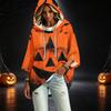 Women's Fashionable Three-Quarter-Sleeve Halloween-Printed Hooded Pullover