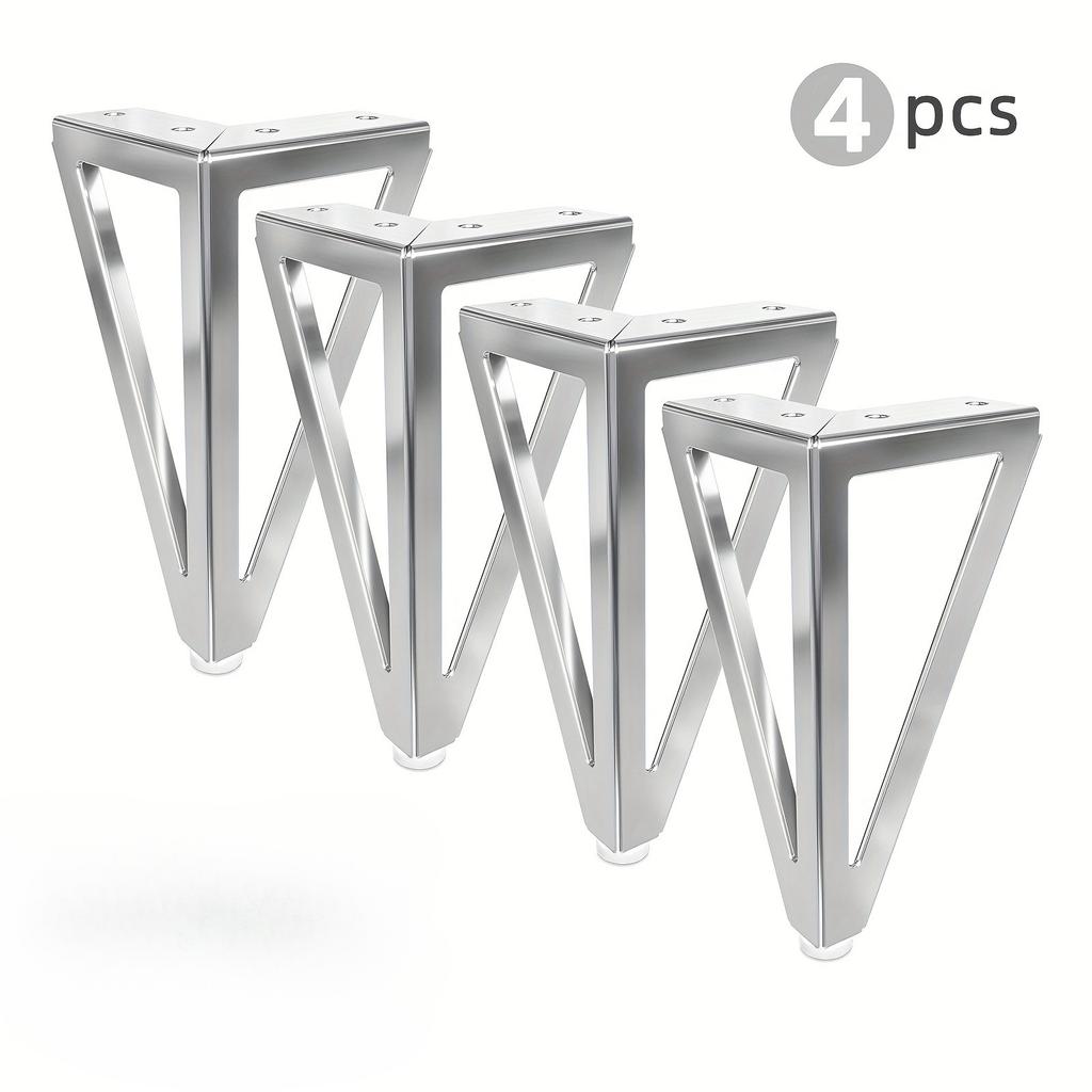 Pieds de Meuble en Métal Argenté, Pieds en Fer Épais de 15 cm pour Canapé, Meuble TV, Meuble de Salle de Bain et Table Basse - Finition Polie
