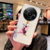 Phone Case For Xiaomi Redmi A3 Redmia3 Transparent Silicone Camera Protection Colorful Flowers Golden Letters A-Z Clear Cover