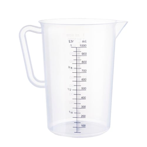 M.T. Trimatsu SUNNEX MTI Polypropylene Measuring Cup, 1.0L, Made of Polypropylene, Break-Resistant, Heat-Resistant up to 120C, Can Measure Hot Water