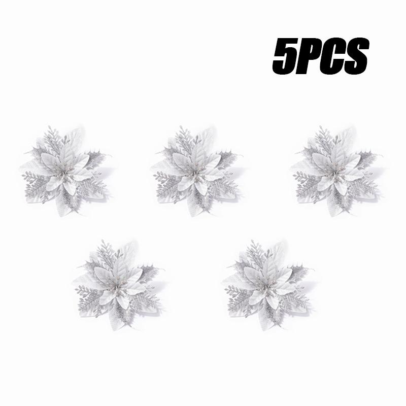 20PCS Four Color Flowers Christmas Flower Christmas Tree Decorations Christmas Wreath Decoration Christmas Decorations