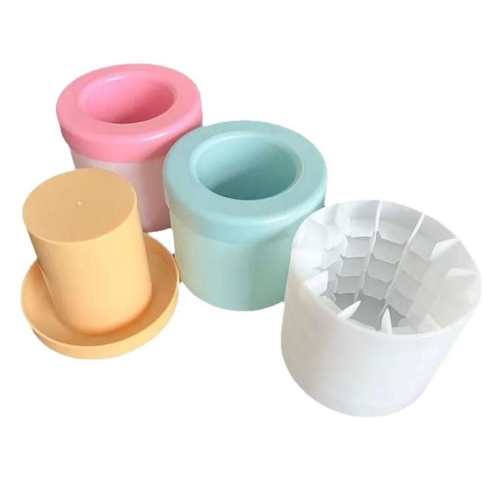 Ice Grid Cube Making Mold Silicone Cylinder Pinch With Lid Ice Bucket For Home Bar Diy Refrigerator Ice Making Easy Demolding