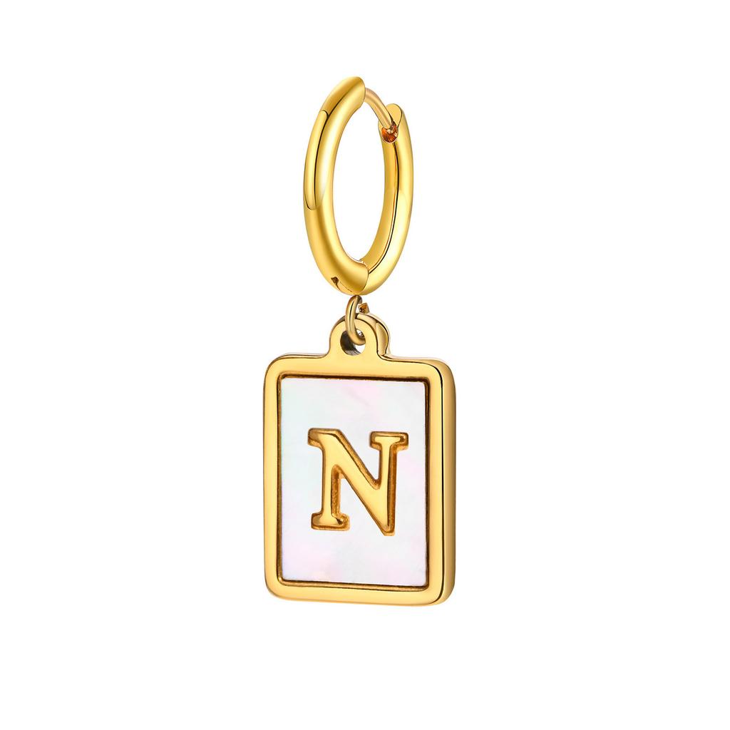 26 Letter Earrings Diy Stainless Steel Shell Letter C Earrings Gold Women'S Earrings, Jewelry Ed-637