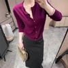 Elegant Purple Women's Round-Neck Cardigan: Autumn/Winter Short Sweater with Gold Button Accents