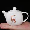 Gold-Embossed Dehua White Porcelain Sheep Fat Jade Teapot Internet Celebrity Large Lacquer Deer Companion Tea Brewing Filter