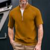 Men's Summer Solid Color Casual T-shirt Sports Breathable Zipper Collar Top