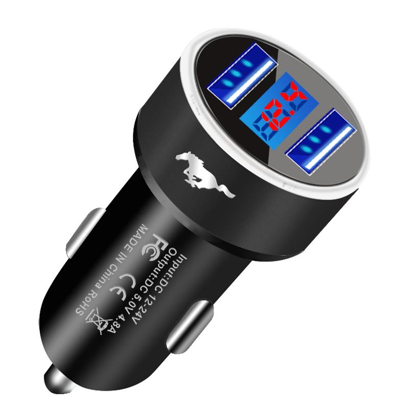 Car Charger 2 USB Ports Fast Charging Digital Display Car Chargers For Ford Focus Mondeo Kuga Fiesta MK7 Escort Explorer Edge 2 4 MK2 MK4