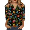 Women's T Shirt Print Button 3/4 Sleeve Daily Weekend Fashion Basic V- Neck Regular Top