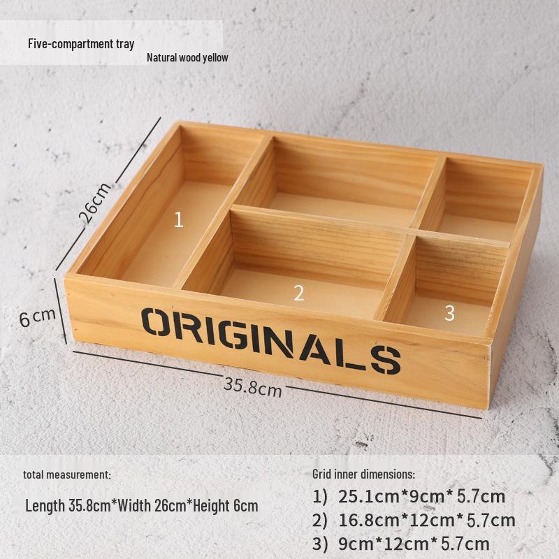 Wooden Desktop Storage Box: Raw Wood Tray & Cosmetics Lipstick Organizer