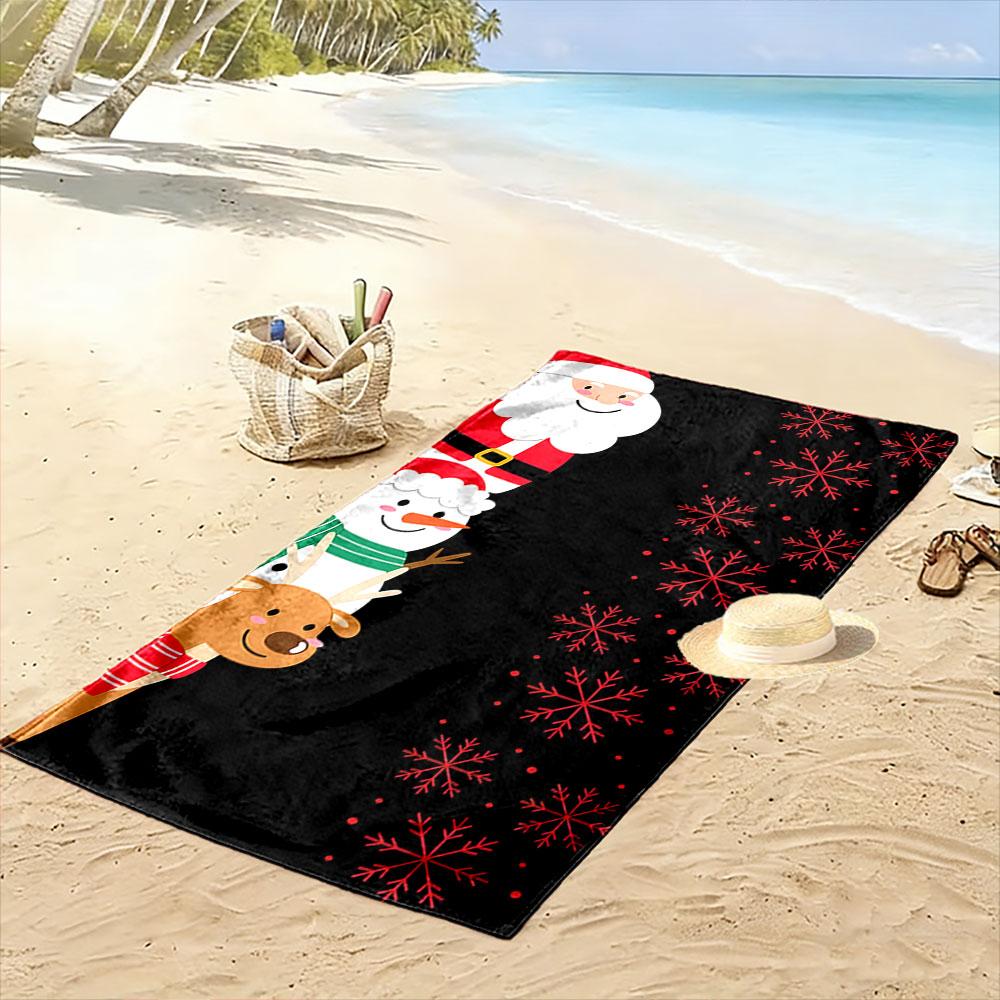 Joyful winter companions Print beach towel, quick drying, suitable for travel, outdoor sports, jogging, the beach and swimming, gift