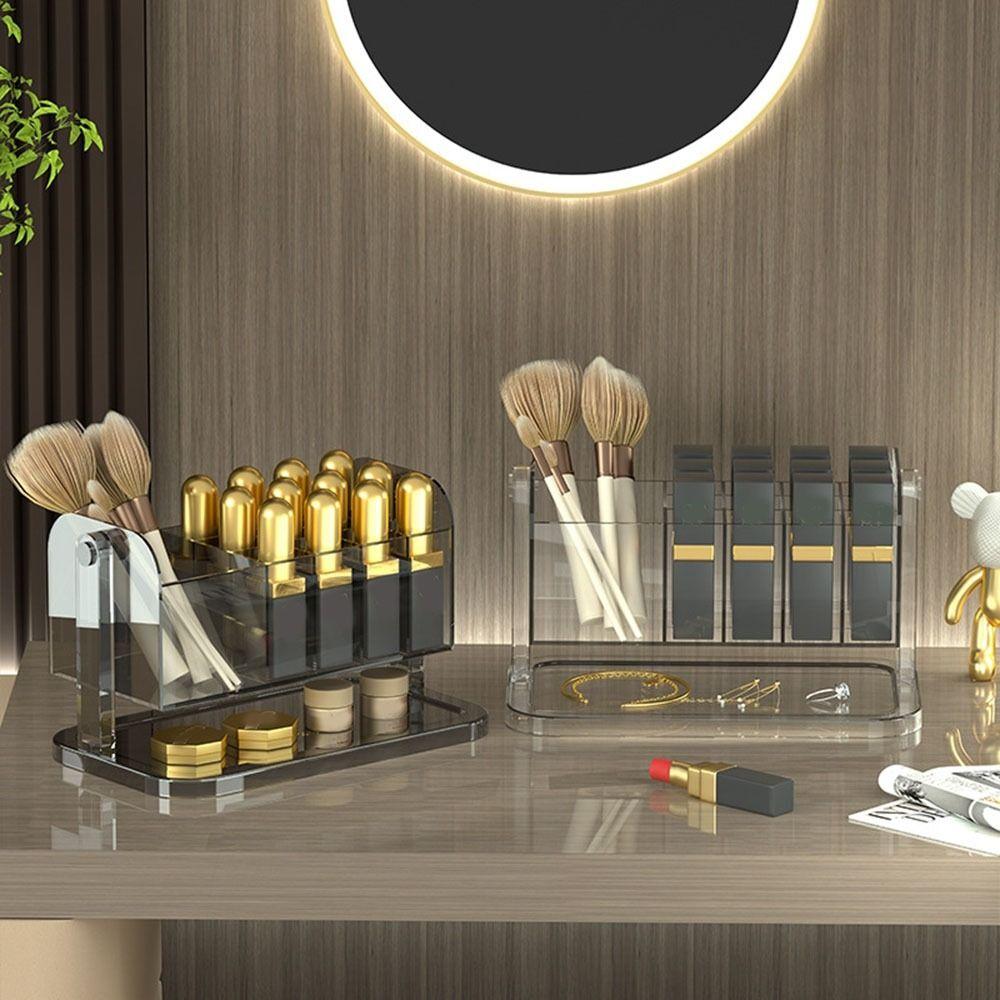 

Plastic Makeup Brush Storage Rack Detachable Lip Gloss Bucket Eyebrow прозрачный