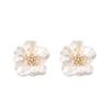 Electroplated Zircon Flower Stud Earrings With Artificial Pearls Elegant Versatile High-End Earrings