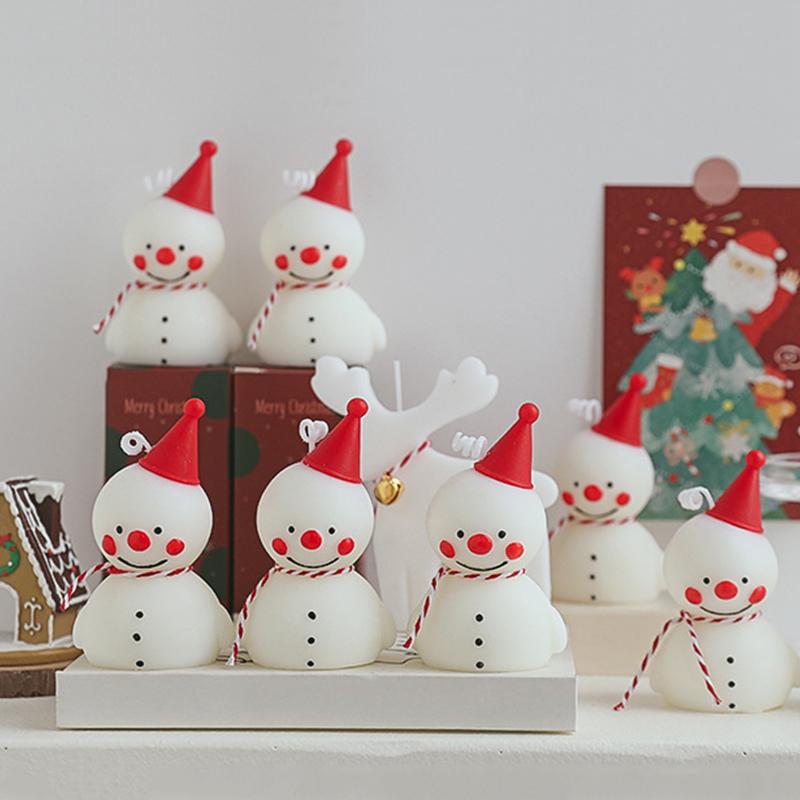 1PC Scented Candles Creative Cartoon Ornaments Photo Props Snowman Cute White Vintage Decorative Table Decoration Gifts