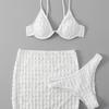 Bikini Traje de Baño Color Sólido Dividido Tres Piezas Sexy Cintura Pura Deseo