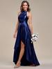 Ever-Pretty Women's Asymmetric Shiny Satin Halter Floor-Length High Low Evening Dress
