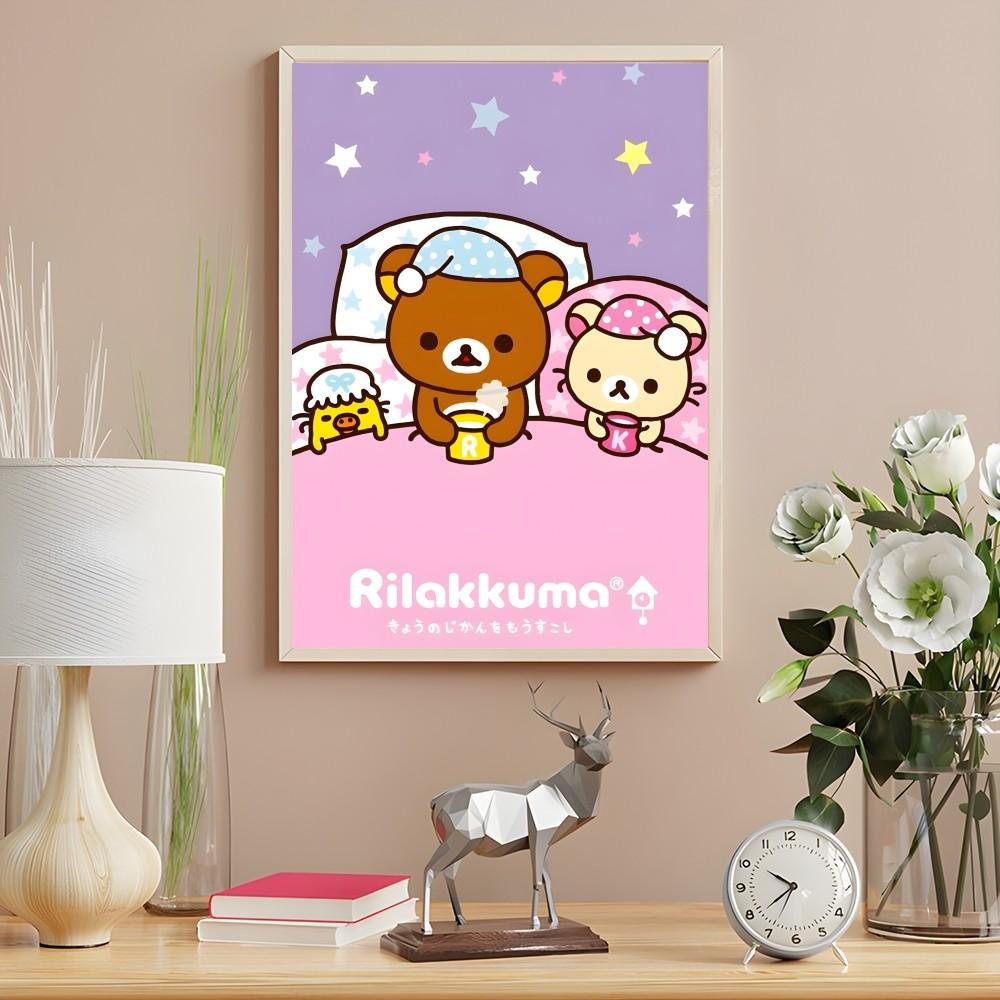 

Милый мультфильм R-Rilakkuma аниме постер липкая настенная художественная печать водонепроницаемый дом гостиная спальня бар прихожая эстетический декор 21cm×30cm NoFrame