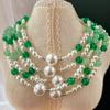 Vintage High Quality Artificial Crystal Pearl Natural Dongling Jade Necklace
