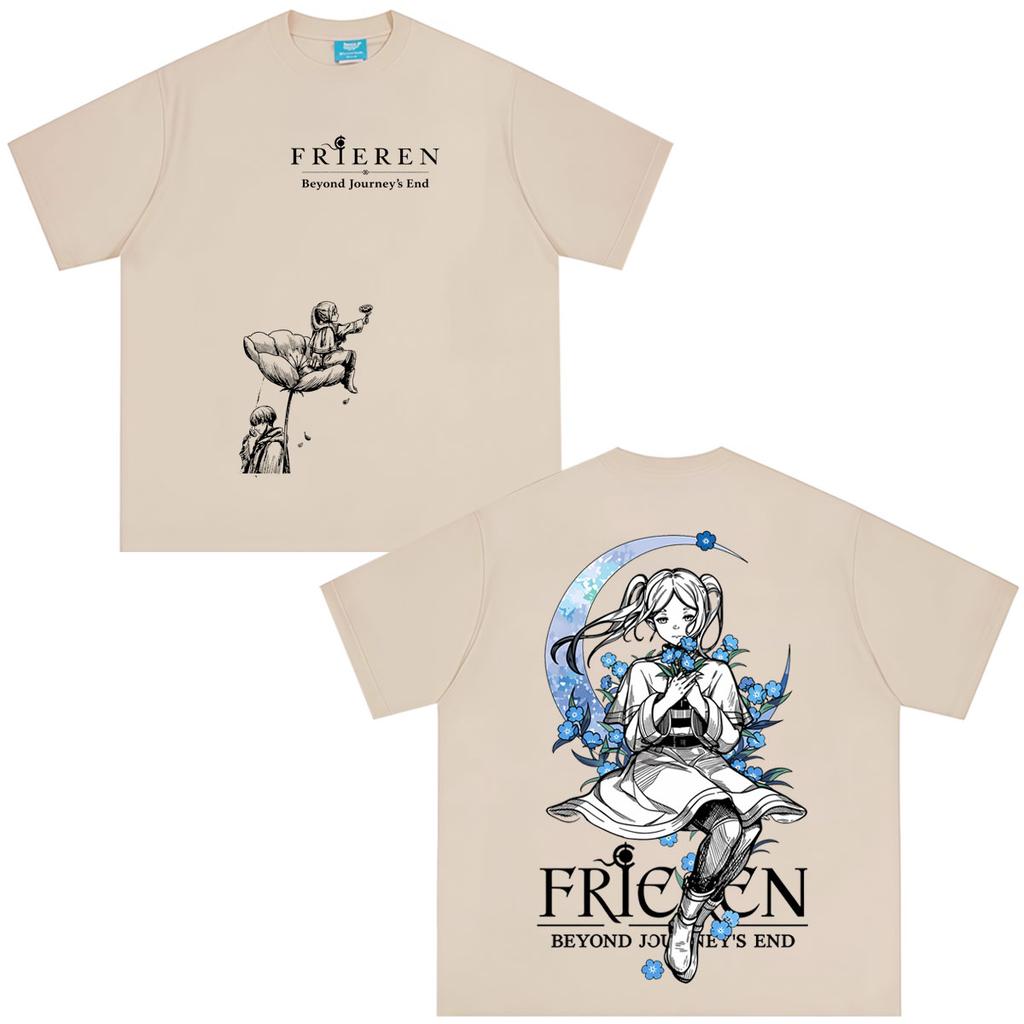 Japanese Anime Frieren Beyond Journey's End Men Women Tshirts Summer Casual Harajuku Short Sleeves T-shirts Summer Couple Tops