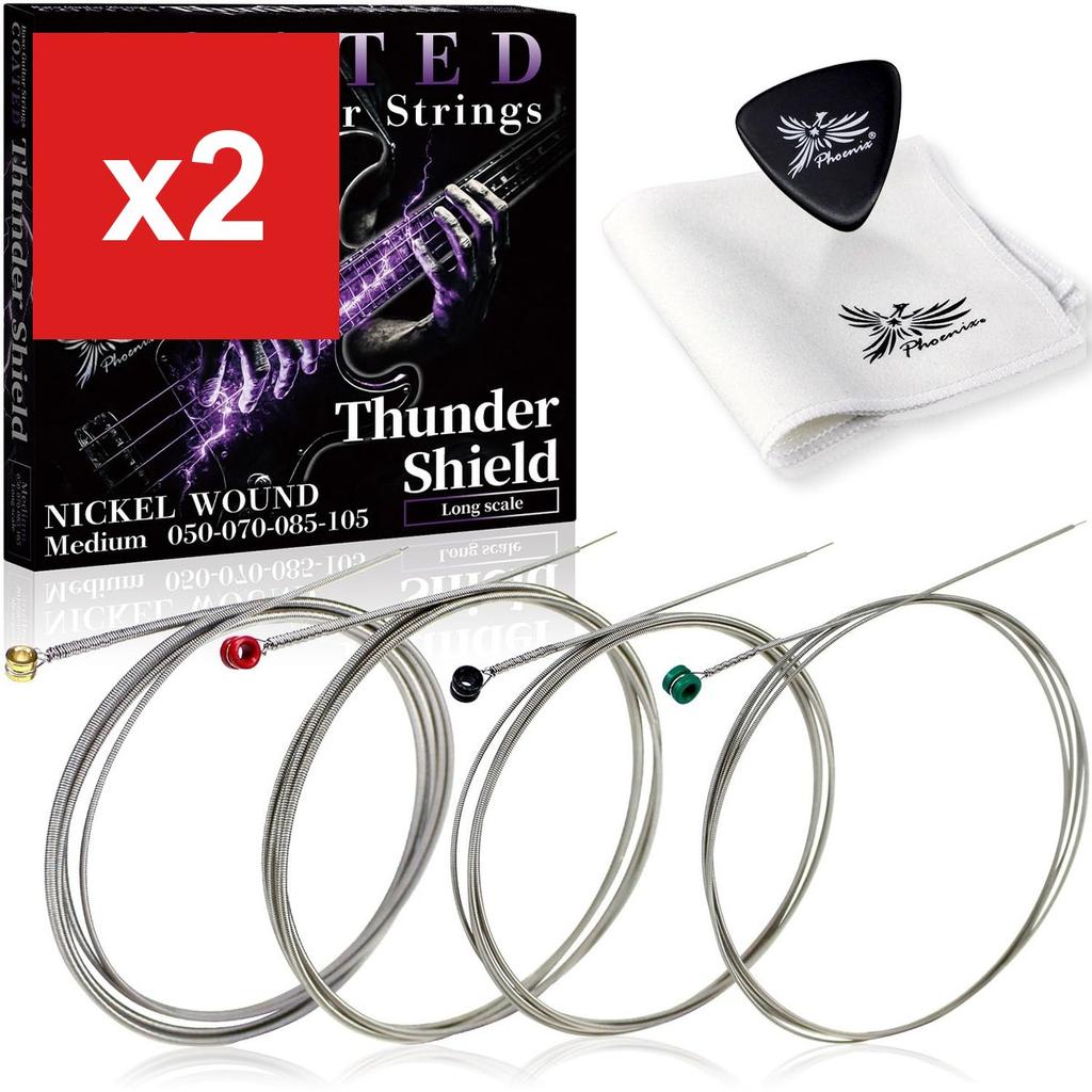 Phoenix Thunder Shield PVD Coated 4-String Bass Strings, Long Scale, Medium