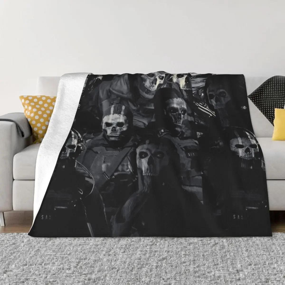 Simon Ghost Riley Throw Blanket funny gift Plaid Retro Blankets 75X95CM